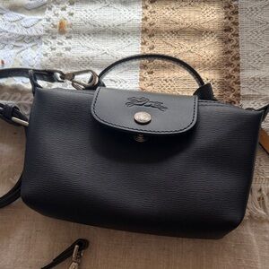 Longchamp mini pouch blue coated canvas with converter kit